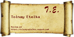 Tolnay Etelka névjegykártya